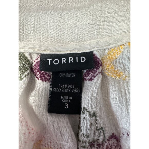 Torrid Womens Rayon Off-Shoulder Top With Multicolor Floral Embroidery Size 3X - Picture 5 of 7